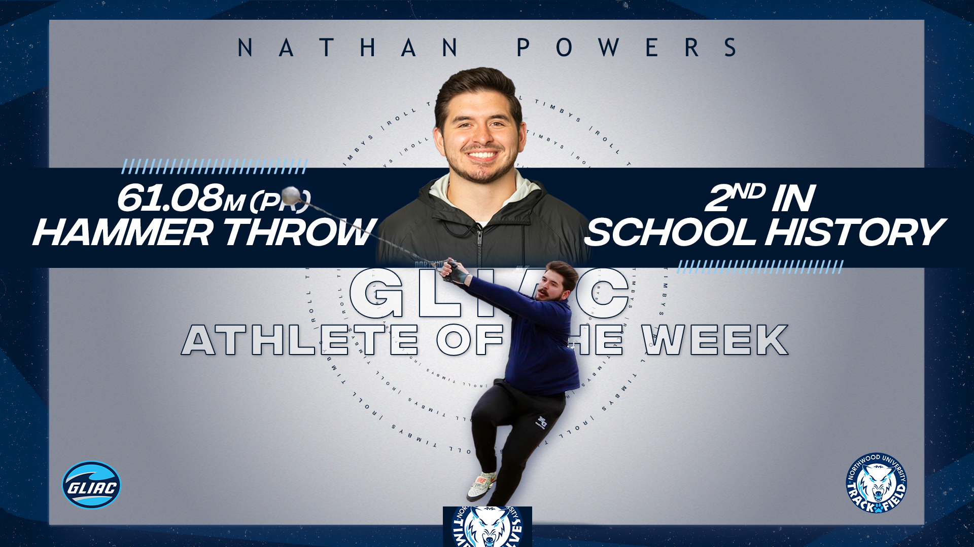Nathan Powers Named GLIAC Field Athlete Of The Week For Second Time