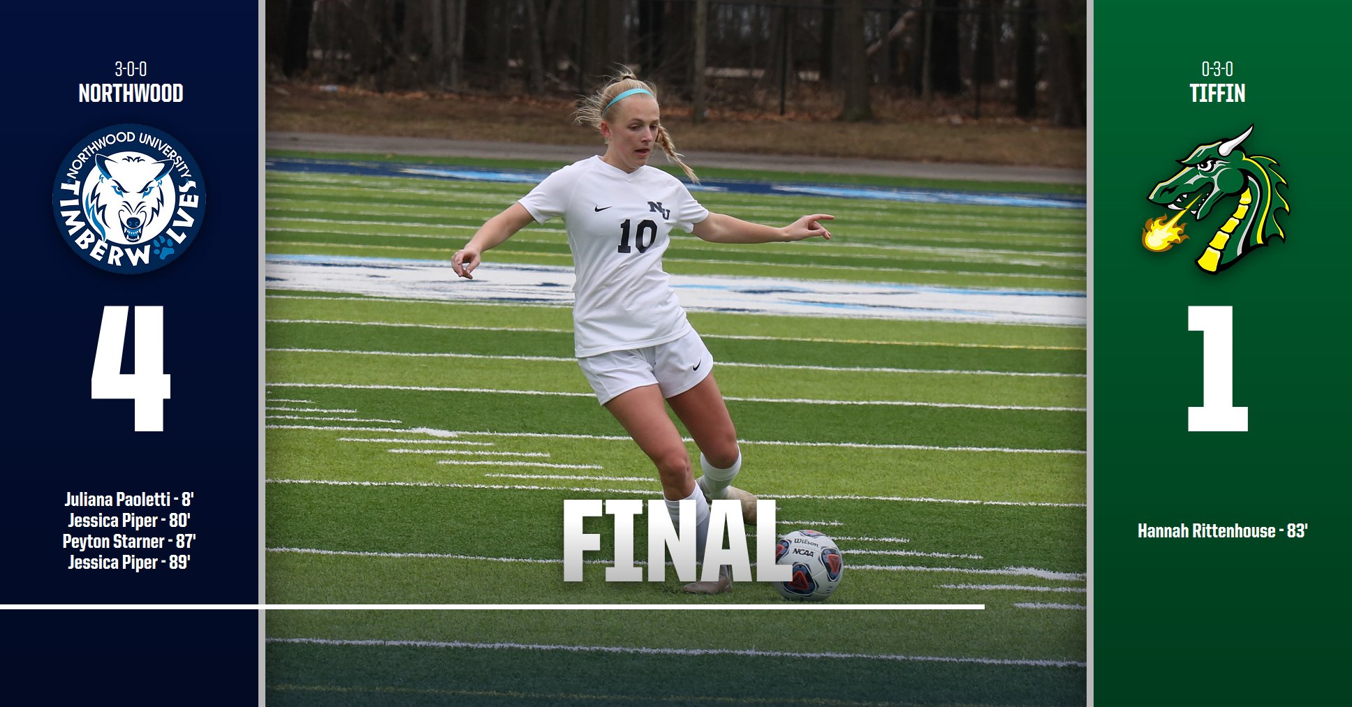Women's Soccer Improves To 3-0 With 4-1 Win At Tiffin