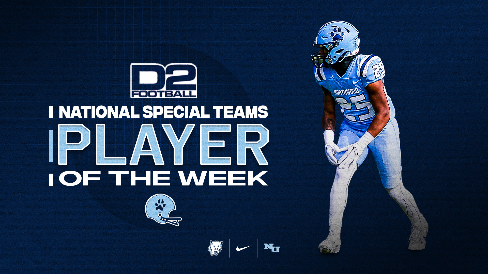Deonte Higgins Named d2football.com National Special Teams Player of the Week