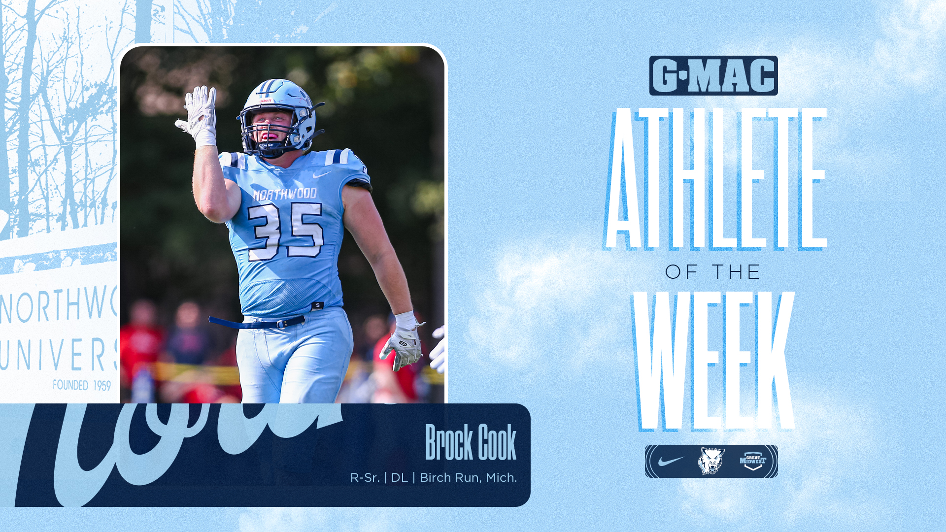 Brock Cook Named G-MAC Defensive Athlete of the Week