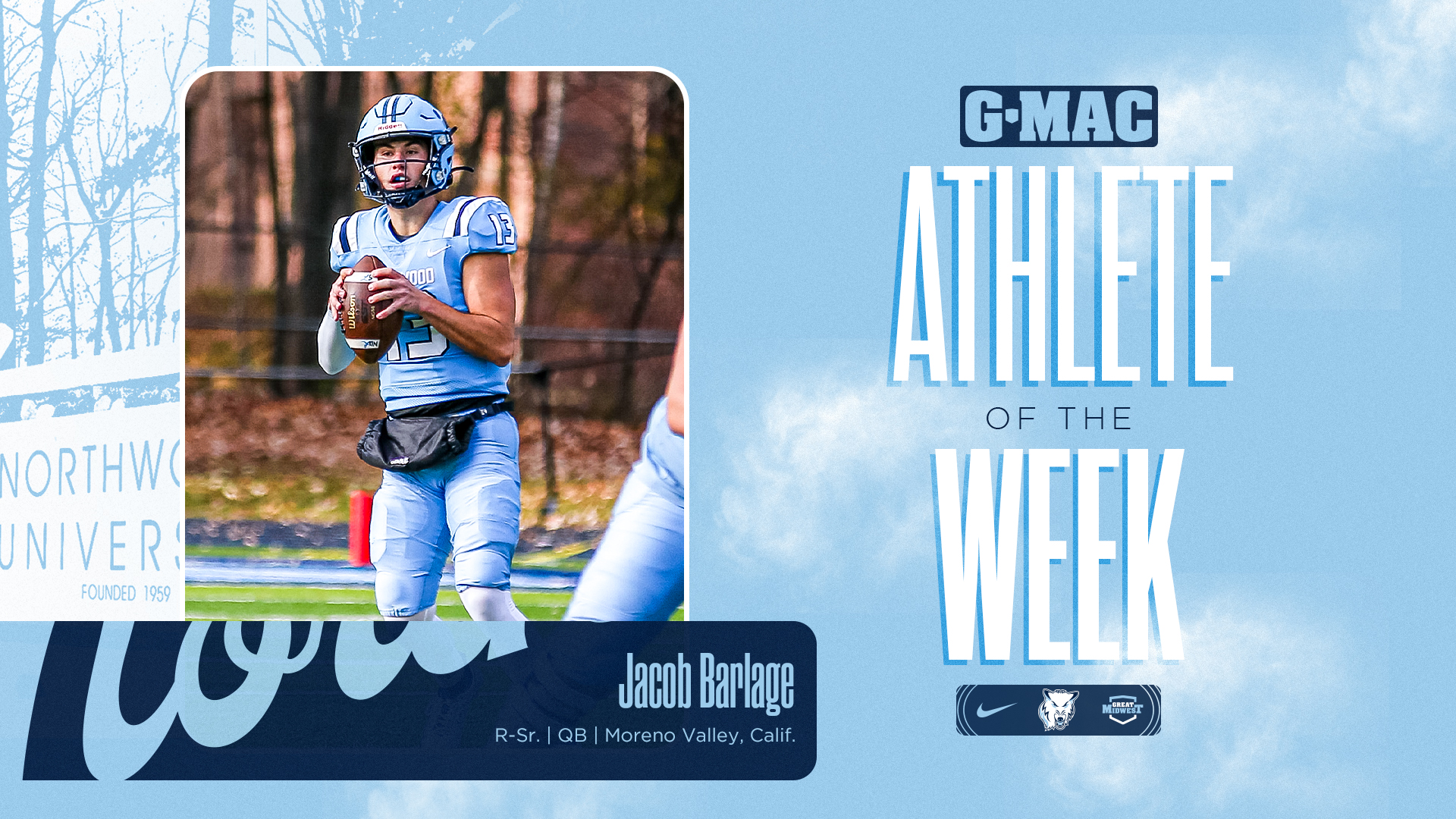 Jacob Barlage Named G-MAC Offensive Athlete of the Week