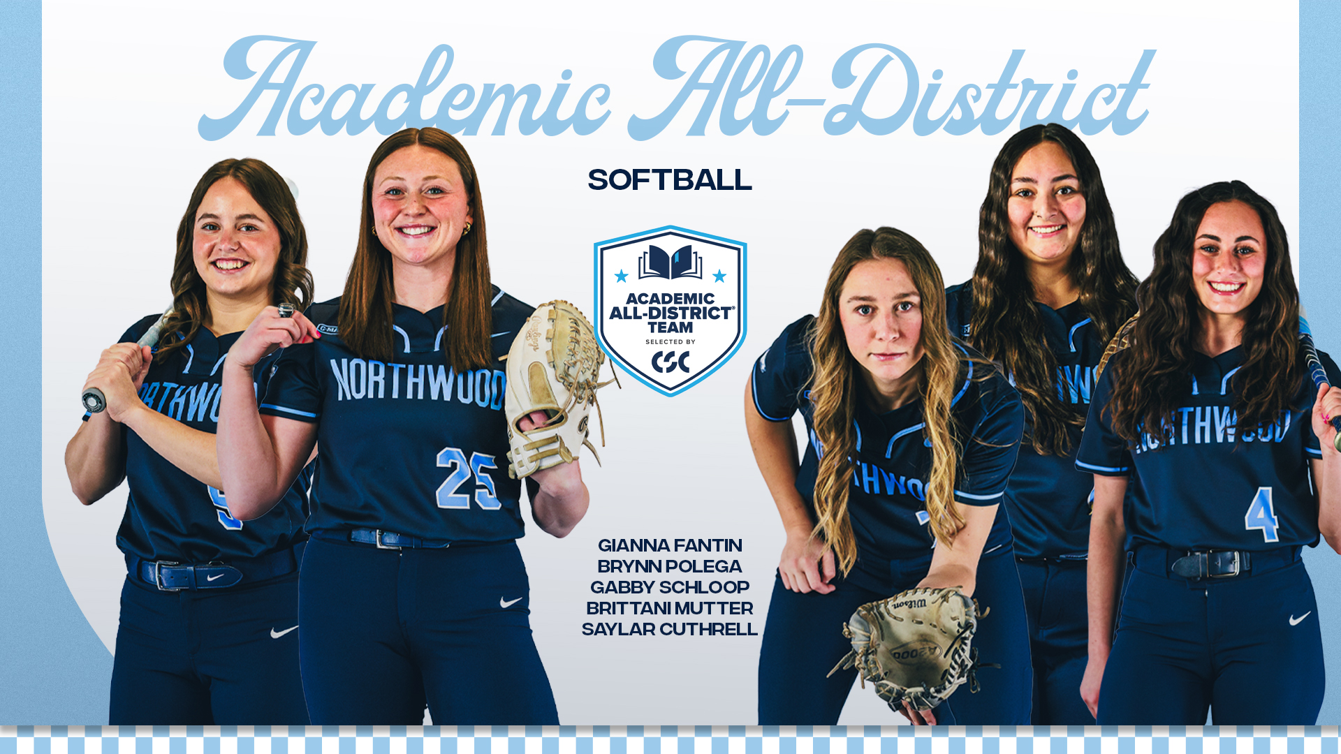 Five Timberwolves Named To CSC's Academic All-District Softball Team